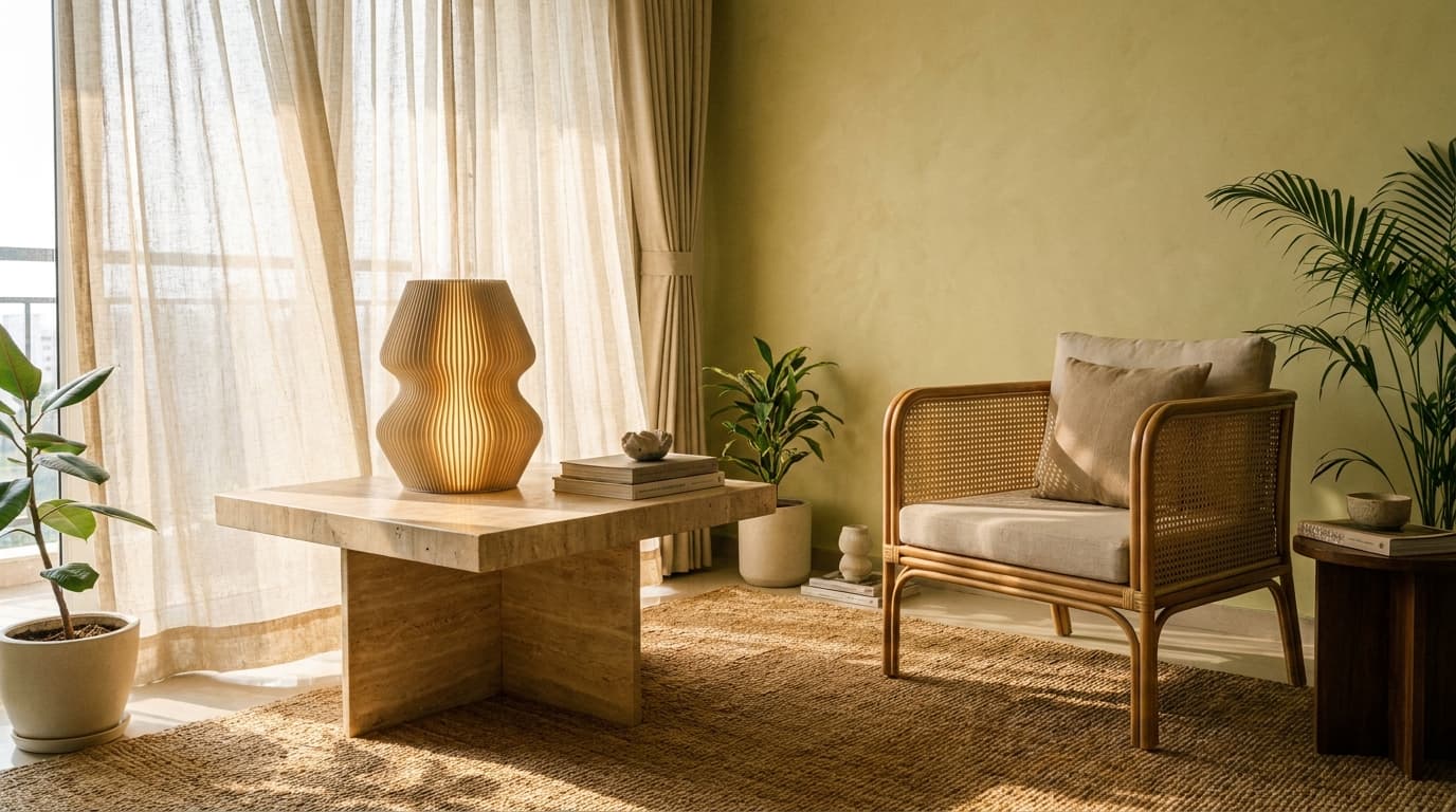 An AALAY table lamp in a modern Indian living room