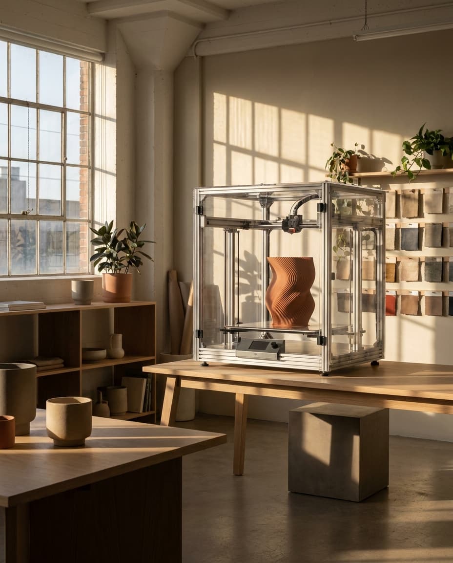 3D printer laying down a layer in the AALAY studio